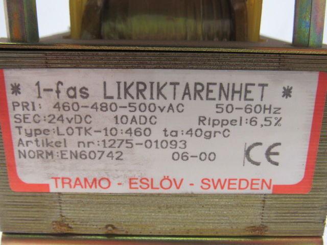 Tramo Type LOTK-10:460 ta:40grc Transformer 460-480-500V Pri 24VDC Sec. 50/60HZ