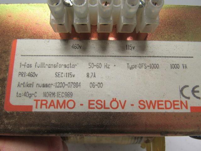 Tramo Type OFS-1000 Transformer 1000VA 460V Pri. 115V SEC 8.7A 50/60Hz