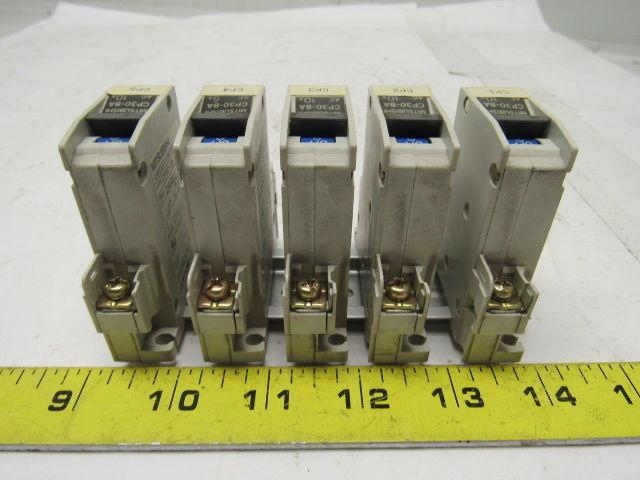 Mitsubishi Electric CP30-BA 1 Pole 10A Circuit Protector Din Rail Mount Lot of 5