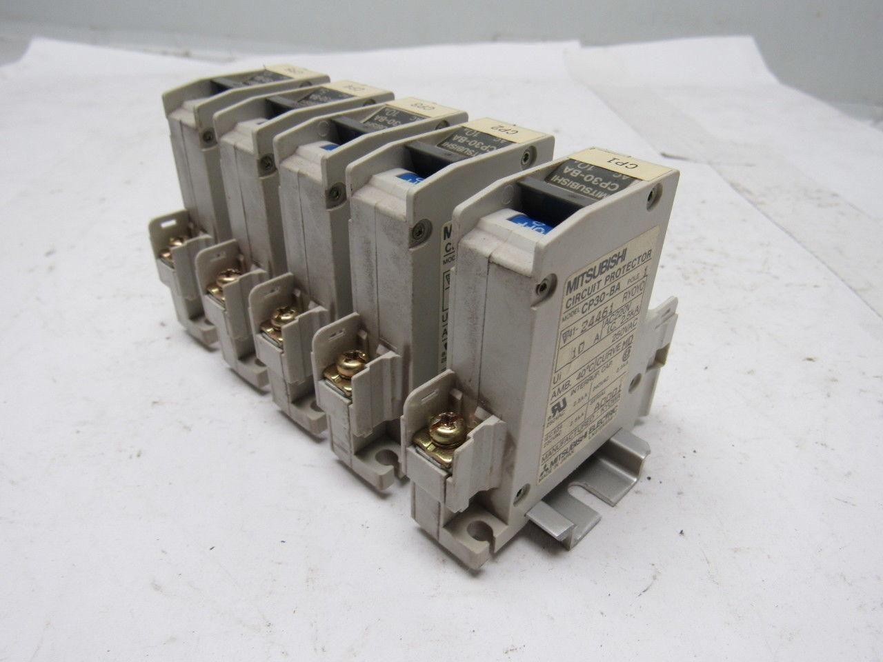 Mitsubishi Electric CP30-BA 1 Pole 10A Circuit Protector Din Rail Mount Lot of 5