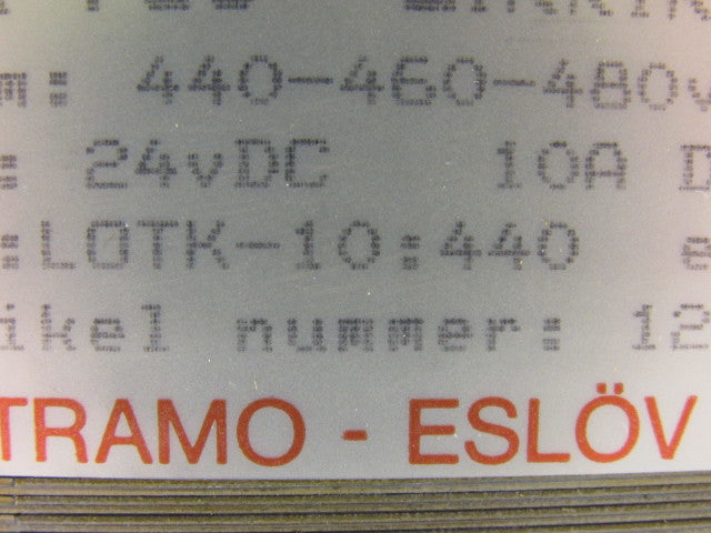 Tramo Type LOTK-10:440 Transformer Pri 440-440-460-480V Sec 24VDC 10VDC 50/60HZ