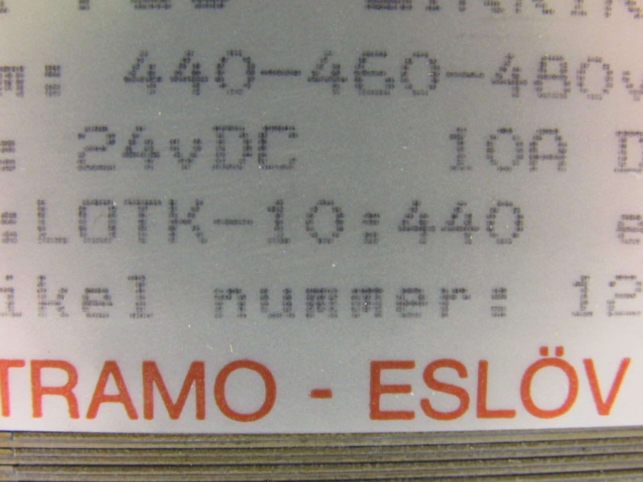 Tramo Type LOTK-10:440 Transformer Pri 440-440-460-480V Sec 24VDC 10VDC 50/60HZ