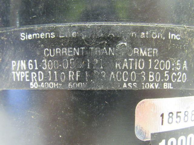 Siemens 61-300-058-121 Current Transformer Ratio 1200-5A