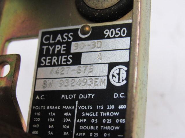 Square D 9050 Series A Type BO-3D AC Pneumatic Timing Relay