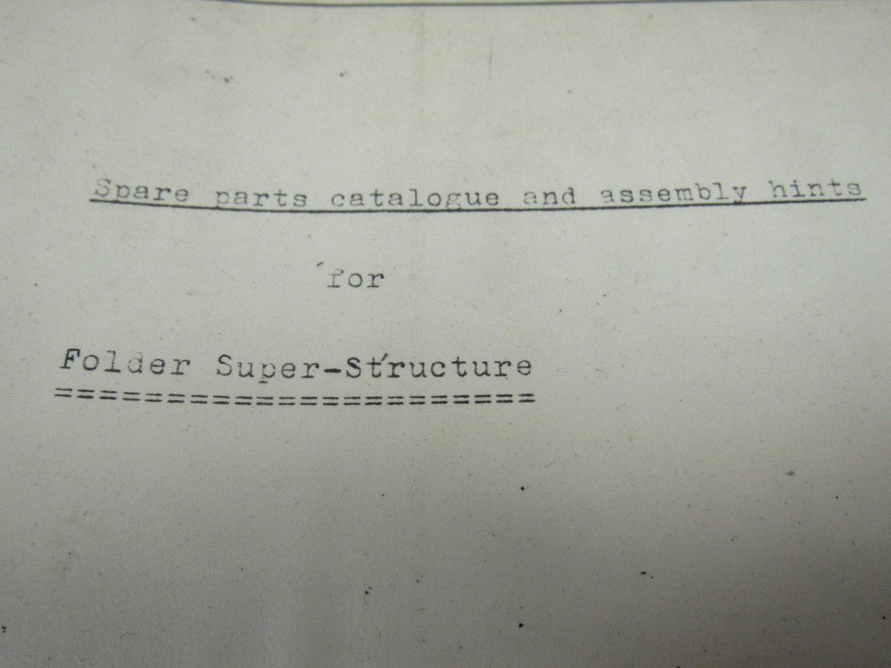 Albert Frankenthal Folder Superstructure Spare Parts Catalogue & Assembly Hints