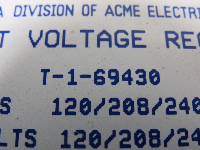 Acme T-1-69430 .250KVA Constant Voltage Transformer 120-480V Pri 120-240 V Sec