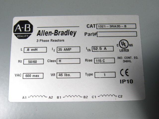 A-B Allen Bradley 1321-3RA35-B Line Reactor 600V 35A 3Ph 50/60 Hz