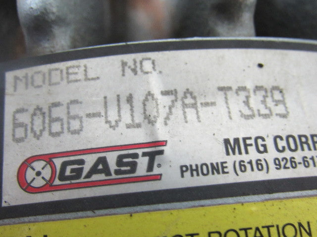 GAST 6066-V107A-T339 55CFM 15PSI 3HP Rotary Vane Oil-Less Vacuum Air Pump 3Ph