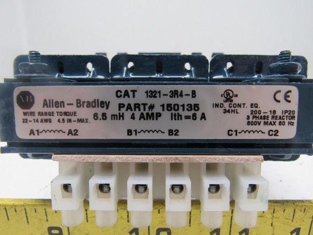 A-B Allen Bradley 1321-3R4-B Phase Line Reactor 600V 4A 3Ph