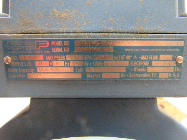 FISCHER PORTER X3311ADE15P1B2DA1132XOAABC1 100MM Flow Meter 1056GPM Max PTFE