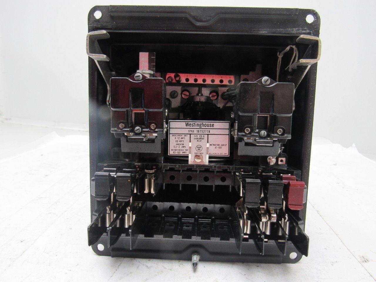 Westinghouse Style 1875277A Type C0-8 Over Load Relay Instantaneous 40-160A
