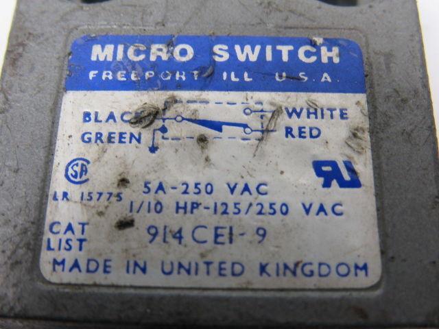 MICROSWITCH 914 CEI 5A-250VAC Microswitch 1/10HP-125/250VAC
