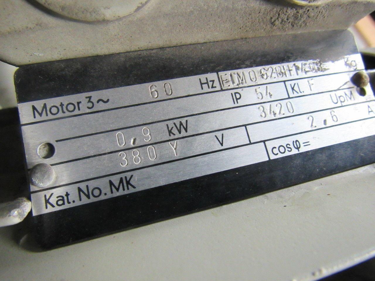 SIEMENS ELMO-G G2BH1403 Vacuum Blower 60Hz 380Y 3420 UpM .9kW