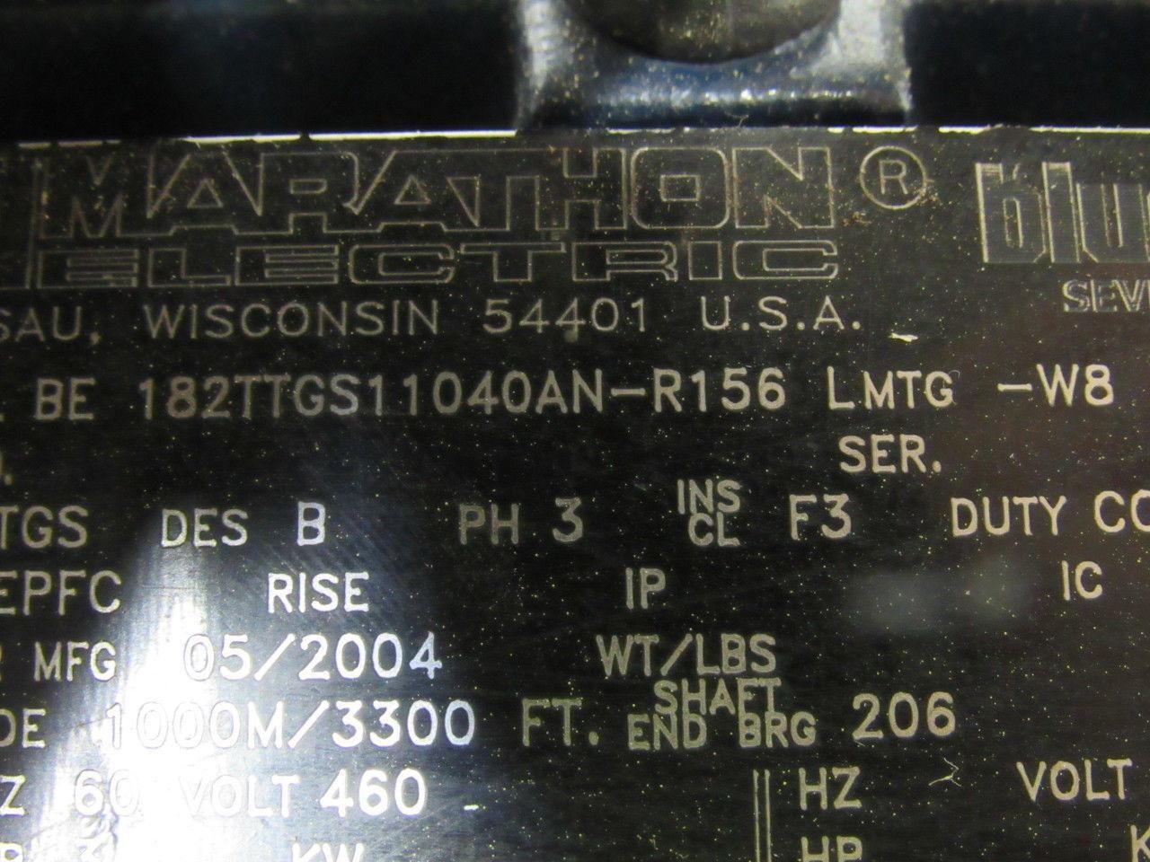 Marathon Electric 3HP Hazardous Location Electric Motor 460V 1760RPM 3PH 182TV