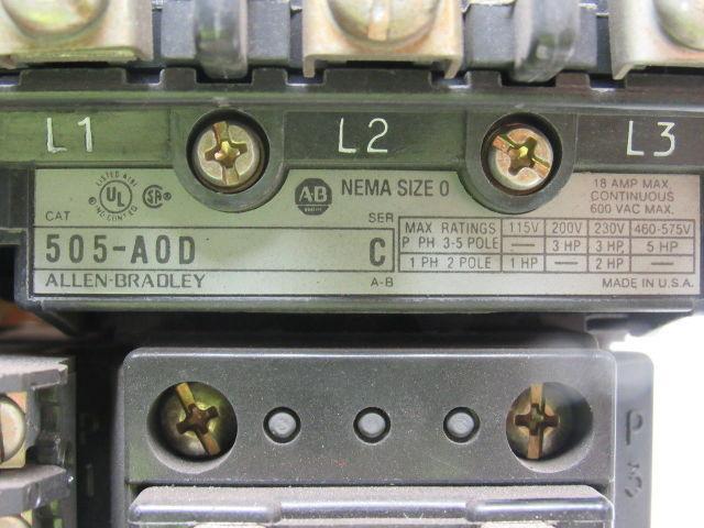 A-B Allen Bradley 505-AOD Series C Reversing Motor Starter W/Overload Size 0