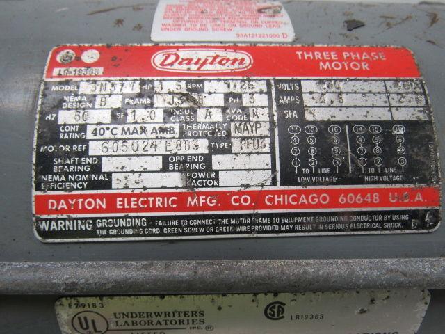 Dayton 3N371 1-1/2Hp Electric Motor 230/460V 3PH J56 Frame Hazardous Location
