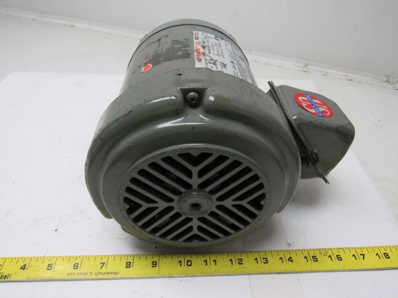 US Motors F007A 1/2HP Electric Motor 208-230/460V 3PH 56C Frame 3495RPM
