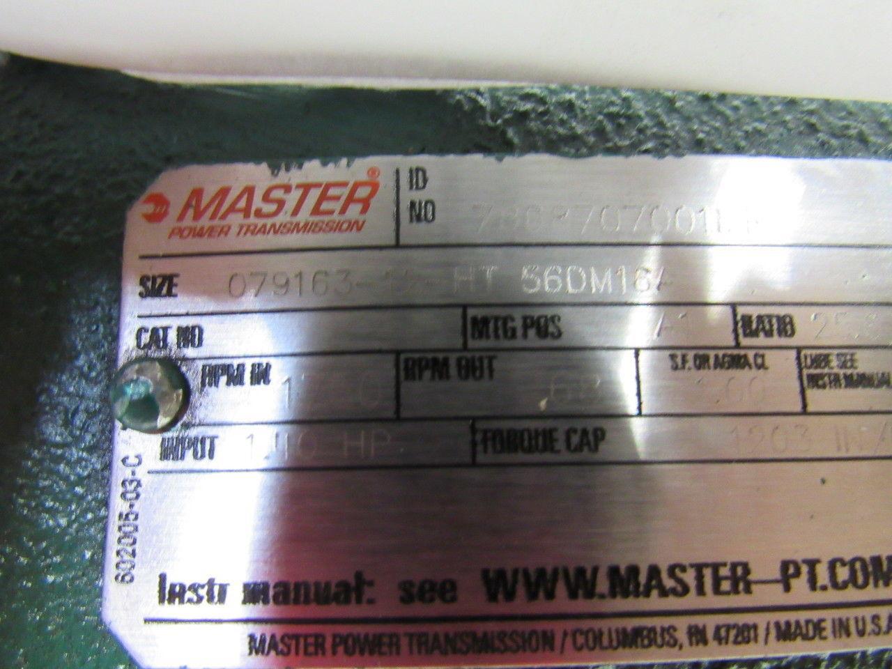 Master Power Transmission 56DM16A Inline Gearbox 25.6:1 Reducer 1.4Hp 68rpm 56C
