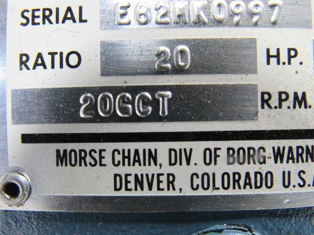 MORSE / LEESON 20GCT / C6T17NC2A 20:1 / 1/2HP Gearmotor 50/60Hz 3PH Cont. .99HP