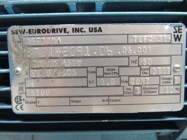 SEW-EURODRIVE KF47DT80N4 1Hp Right Angle Gear Speed Reducer 230/460V 3Ph