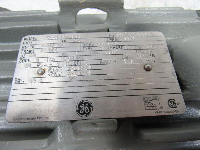 General Electric DBL Shaft 7.5 Hp Electric Motor 230/460V 213TZ Frame 1750RPM