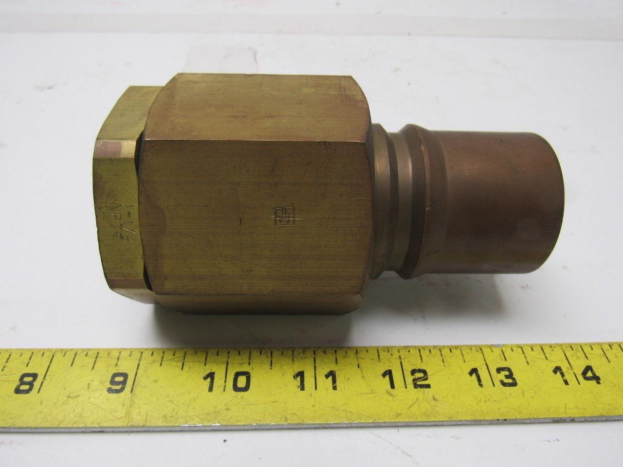 Parker BH12-61-W Brass 1-1/2 Body Poppet Valve Shut off 1-1/4"NPTF Quick Couplin