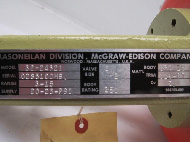 Masoneilan Division 32-24321 Diaphragm Actuator W/1/2" NPT Bronze Globe Valve