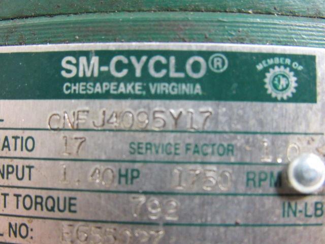 Sumitomo SM-Cyclo CNFJ4095Y17 1/2HP Gear Motor 17:1 Ratio 208-230/460V 3Ph