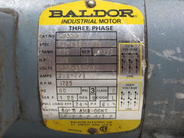 Hub City 02-20-21606-264 264 Double Shaft Gear Box 5:1 W/1/2HP Baldor 3PH Motor