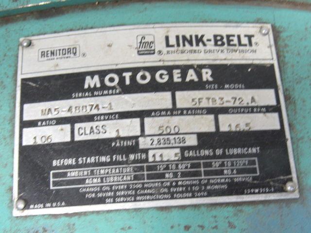 LINK BELT 5FTB3-72.A 500 HP Inline Gearbox Speed Reducer 106:1 16.5 RPM OUT