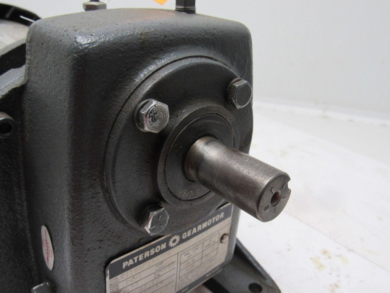 Paterson NC119AC1AA00A01 2.24/1 Gearmotor 769 Output RPM 1/3HP 208-230/460V 3PH