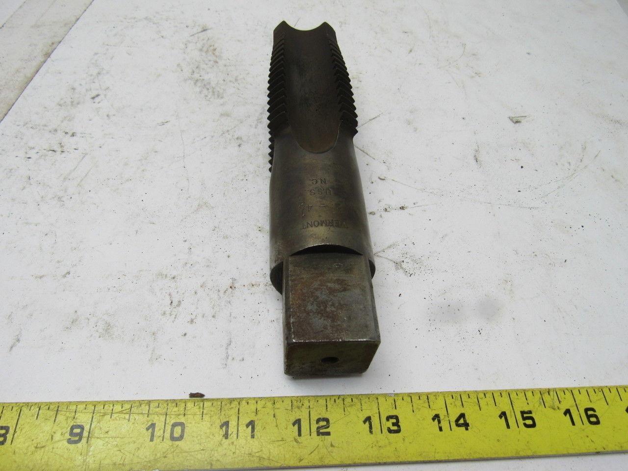 Vermont 2"-4-1/2 Plug Tap 4 Flute HSS 3-3/4" Flute Length 1-3/4" OAL Rare Size
