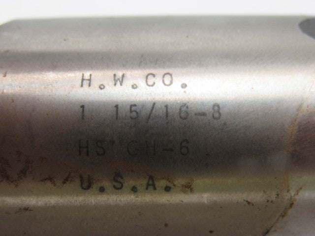 H. W. Co. 1-15/16"-8 Bottom Tap 6 Flute HSS GH-6 3-1/2" Flute Length 7-1/2" OAL