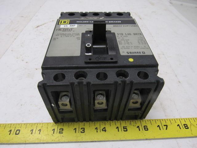Square D FAL32015 15 Amp 240 VAC 250 VDC 3 Pole Molded Case Circuit Breaker
