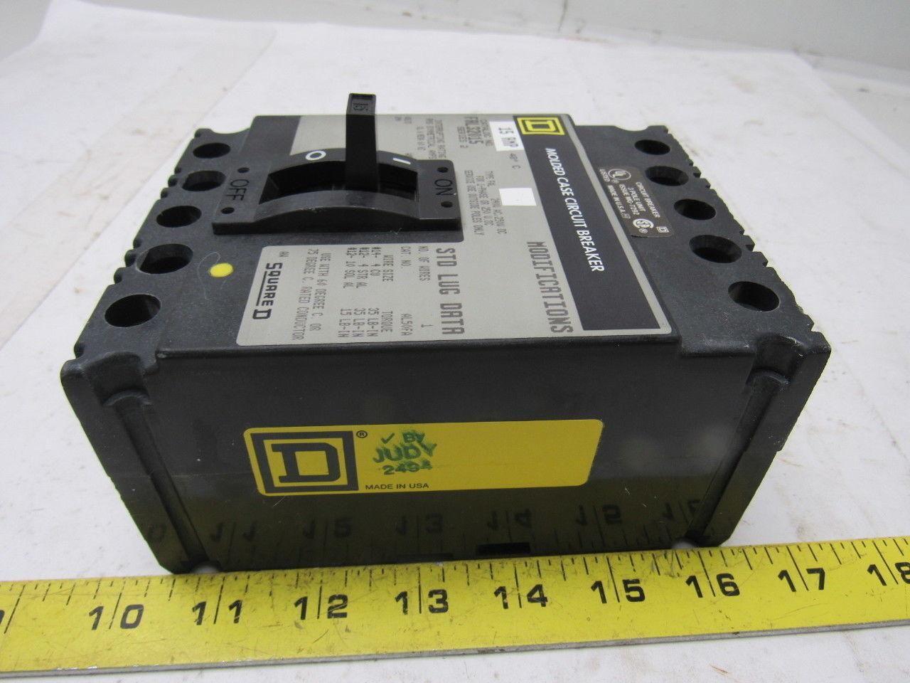 Square D FAL32015 15 Amp 240 VAC 250 VDC 3 Pole Molded Case Circuit Breaker