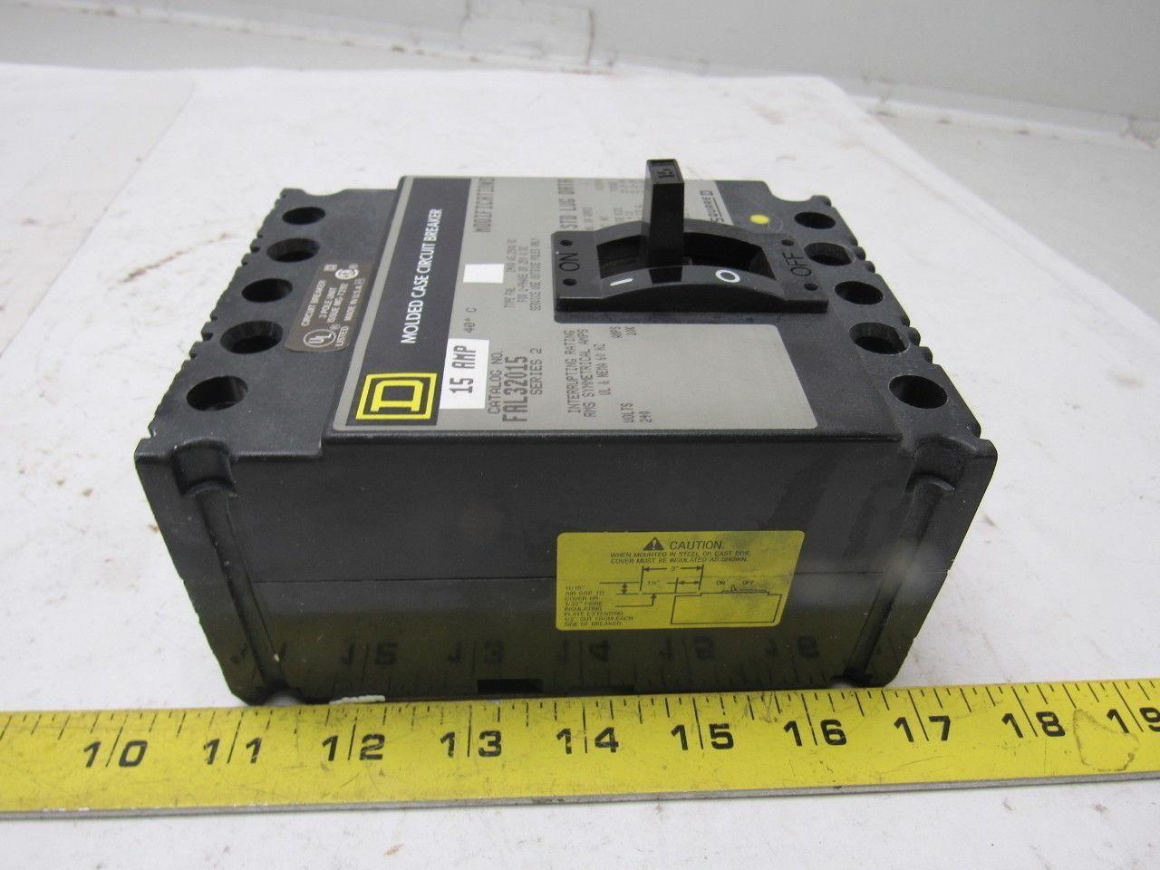 Square D FAL32015 15 Amp 240 VAC 250 VDC 3 Pole Molded Case Circuit Breaker