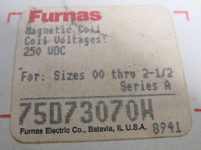 Furnas 75D73070-W Series A Magnetic Coil 250VDC Sizes 00 Thru 2-1/2