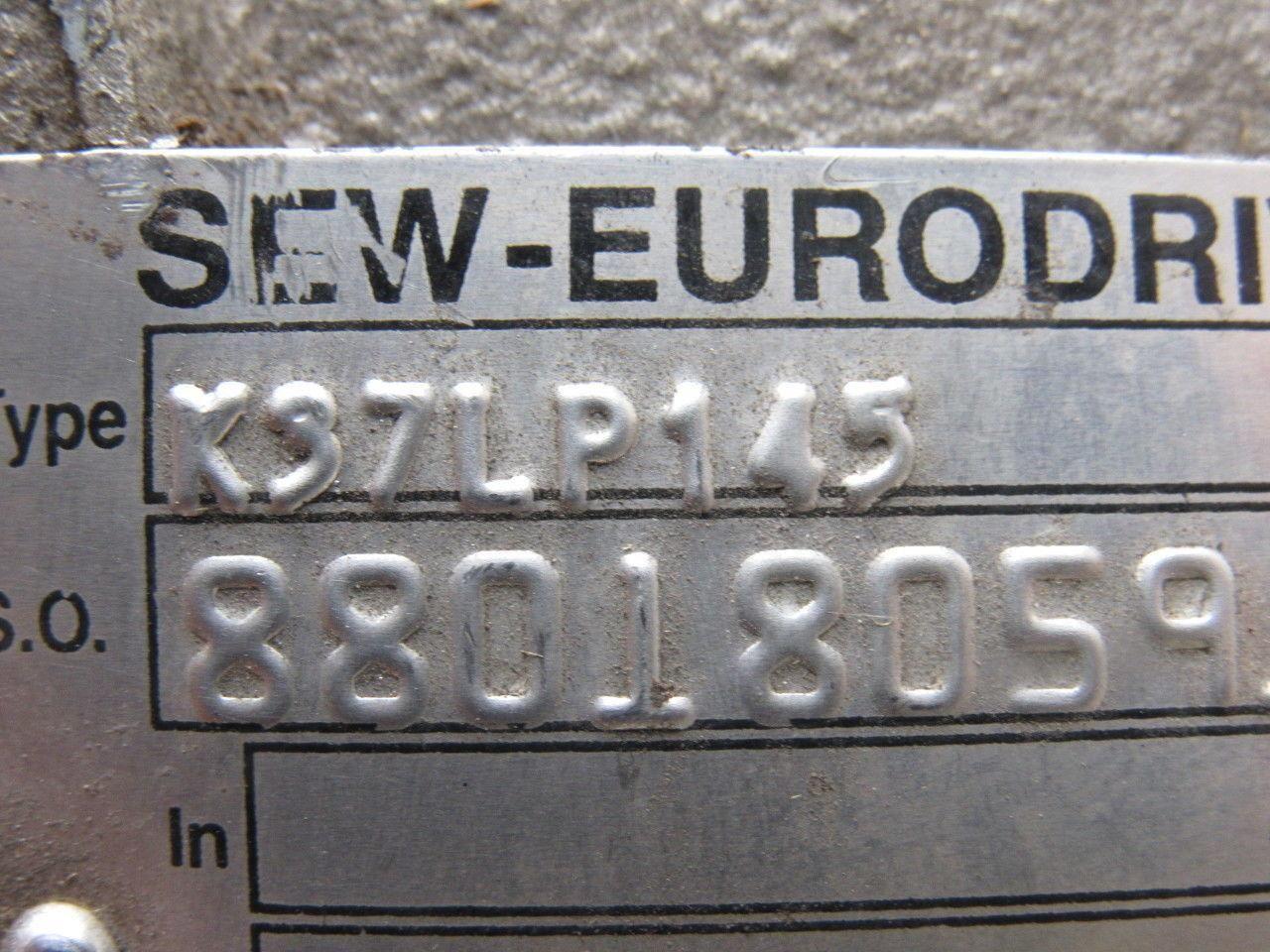 SEW-EURODRIVE K37LP145 5.36:1 Ratio Double Shaft Gear Box Speed Reducer