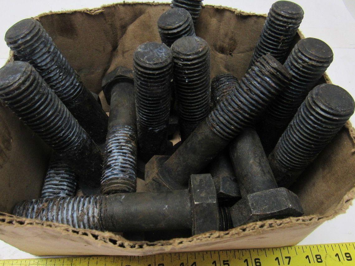 1-1/8"-8 x 4-1/2 A193 B7 Heavy Hex Bolt Black Oxide Lot of 16