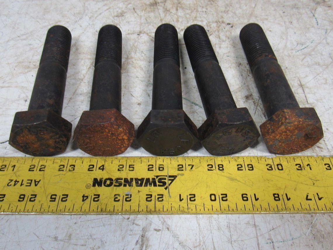 1-1/8"-8 x 6" A193 B7 Heavy Hex Bolt Cap Screw Black Oxide Lot of 5