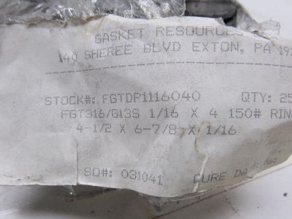 Durlon FGT316/G13S 4" 150# Flexible Graphite Ring Gasket 1/16" Thick Lot Of 25