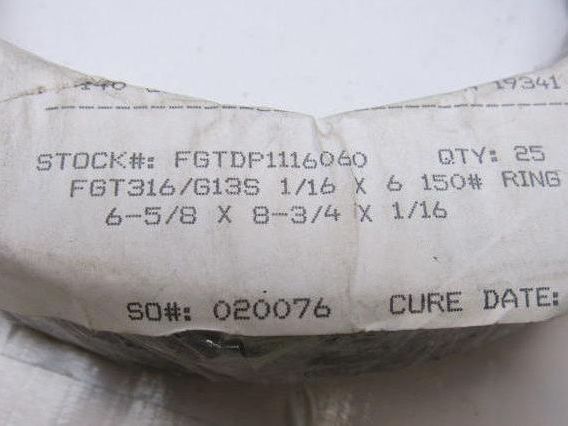 Durlon FGT316 150# 6" X 1/16" Flexible Graphite Flat Ring Gasket Lot Of 25