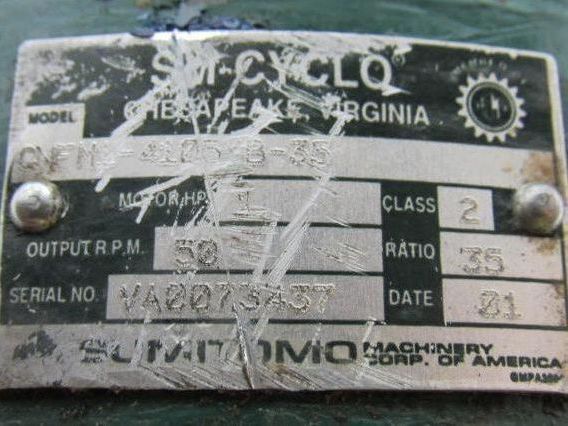 SM CYCLO CNFM1-4105YB-35 1 HP TC-F Gearmotor 230/460V 50 RPM Output Tested
