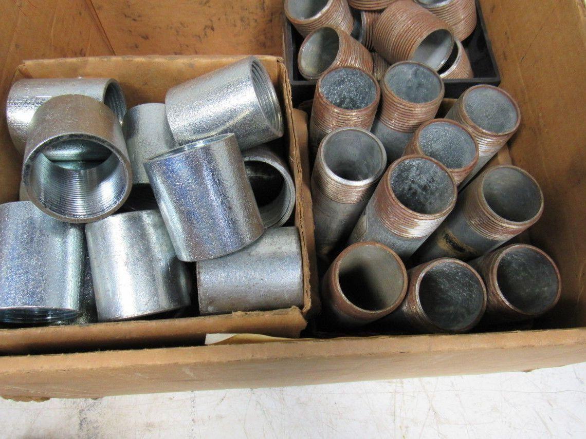Assortment of 1-1/4" Galvanized Steel Rigid Conduit Nipple/Couplings Lot of 71