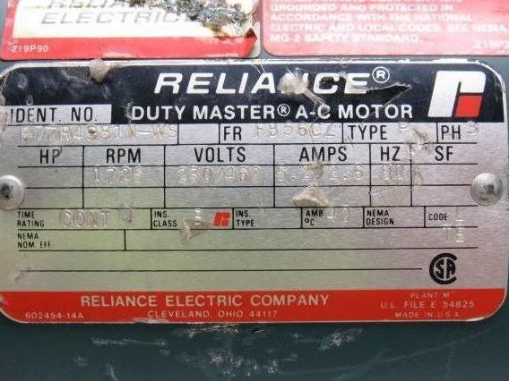 Reliance Electric B77R4981N-WS 3PH 208-230/460V 1725RPM Motor