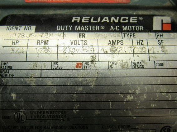 Reliance Electric B78J8672M-VW 3/4HP 230/460V 1750RPM Hazardous Electric Motor