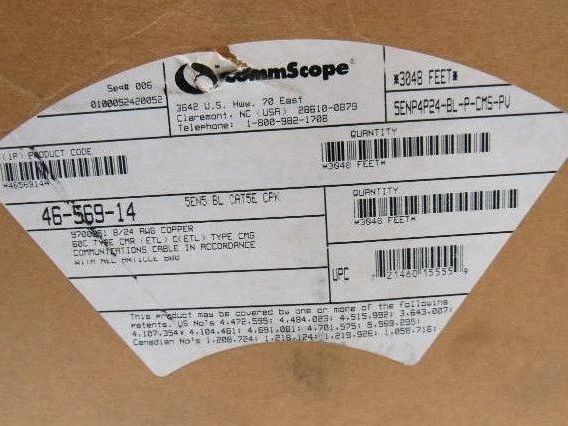 Uniprise 5ENP4P24-BL-P-CMS-PV Cat 5e Non-Plenum 4-Pair U/UTP Cable Blue 3048'