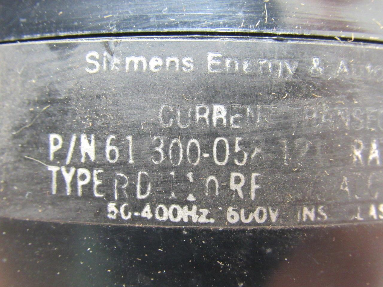 Siemens 61-300-058-121 Type RD-110 Current Transformer Ratio 1200/5A 50/60Hz