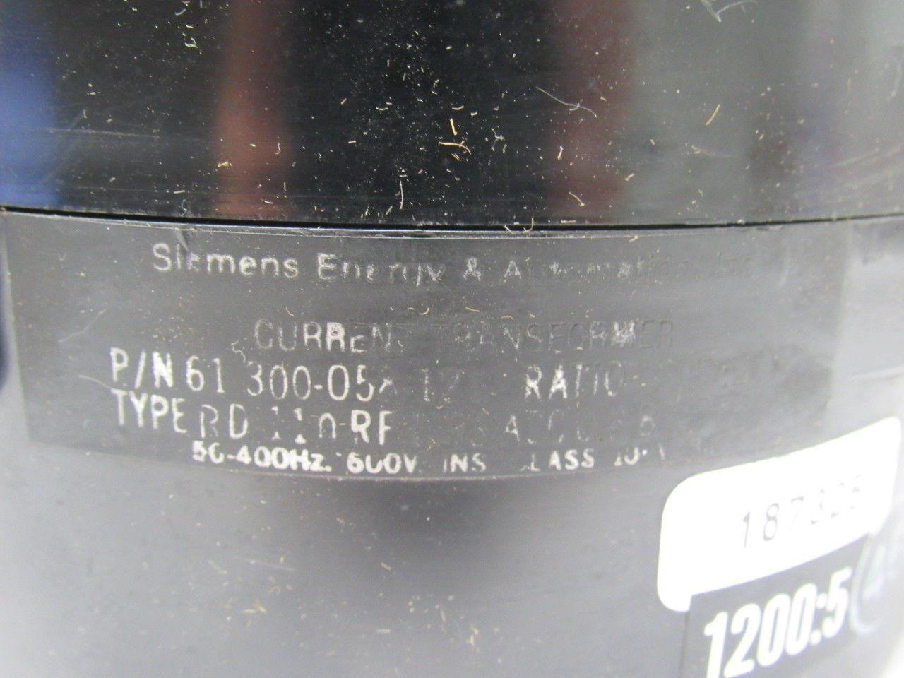 Siemens 61-300-058-121 Type RD-110 Current Transformer Ratio 1200/5A 50/60Hz