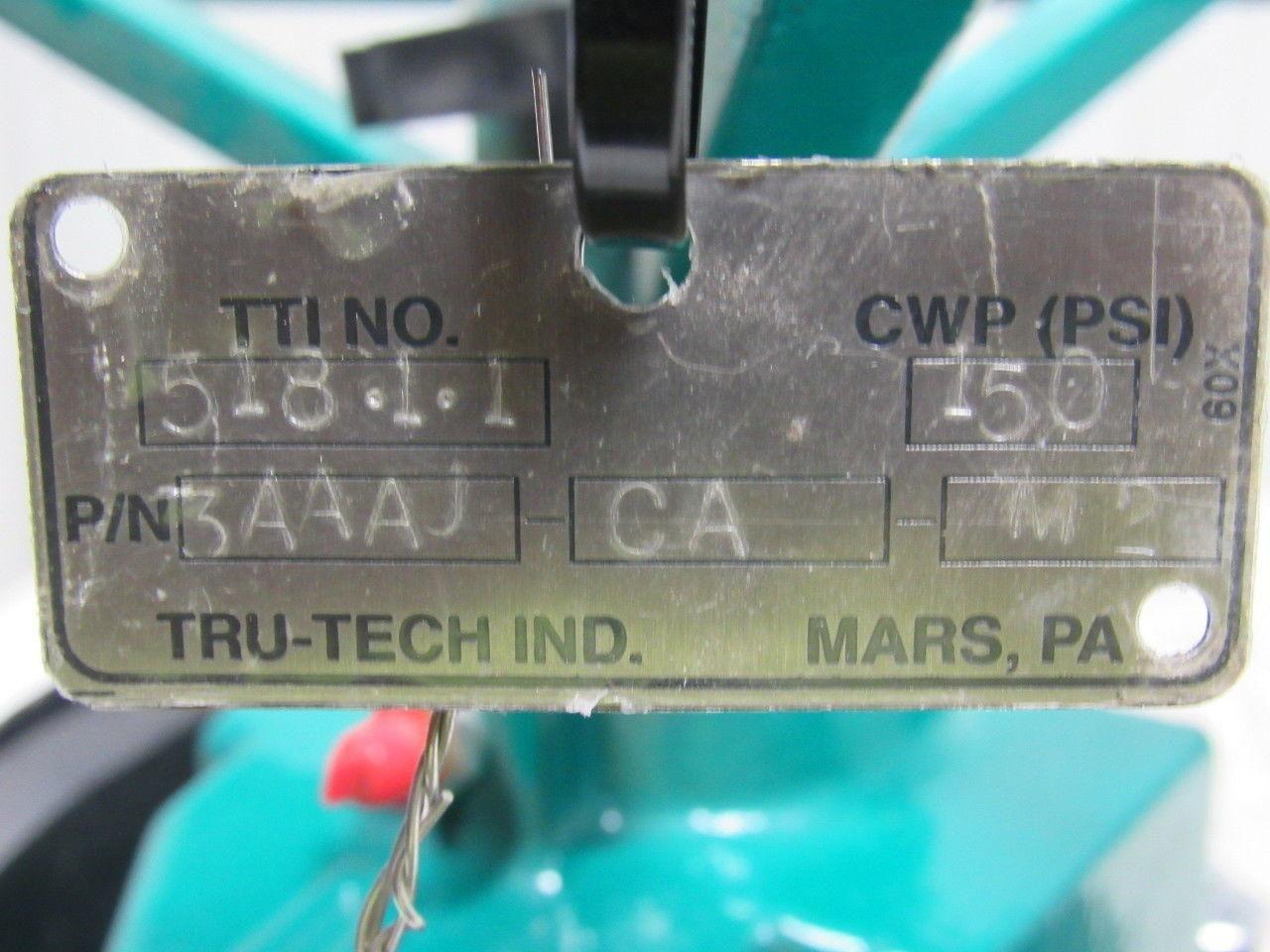 TRU-TECH 3AAAJ-CA-M2 Tru-Flow Rubber Diaphragm Manual Valve 3" Flanged 150 PSI